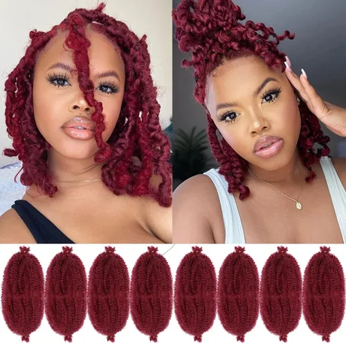 Miniatura 15 de Cabello Rizado Afro Elástico 8 Paquetes Cabello Trenzado Marley Twist Cabello Spring Twist Pre-Separado para Locs Falsos Cabello de Ganchillo Kinky