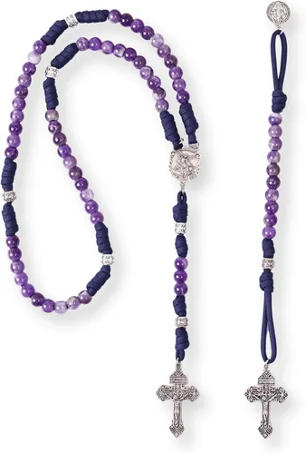 Miniatura 12 de Nazareth Store Rosario de cuerda de paracaídas de San Miguel, collar de rosario resistente y rosario de una década, cuentas de piedra natural