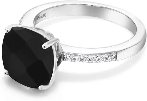 Miniatura 4 de Gem Stone King Anillo de compromiso de plata de ley 925 con piedra preciosa de corte cojín de 0.39 pulgadas Anillo de compromiso de aniversario