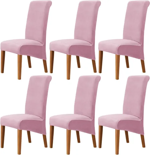 Miniatura 7 de Stretch Velvet Dining Chair Slipcovers Solid Color Armless Chair Cover with Elastic Bottom for Dining Room Kitchen Banquet (Blue, Set of 2)
