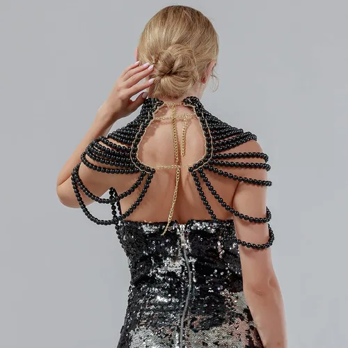 Miniatura 5 de CCbodily - Brasier de cadena con perlas joyería de moda