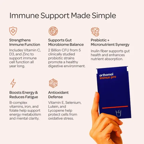 Miniatura 4 de Orthomol Immun Pro, apoyo inmunológico, suplemento probiótico para la salud intestinal, fibra prebiótica de inulina, suministro para 30 días