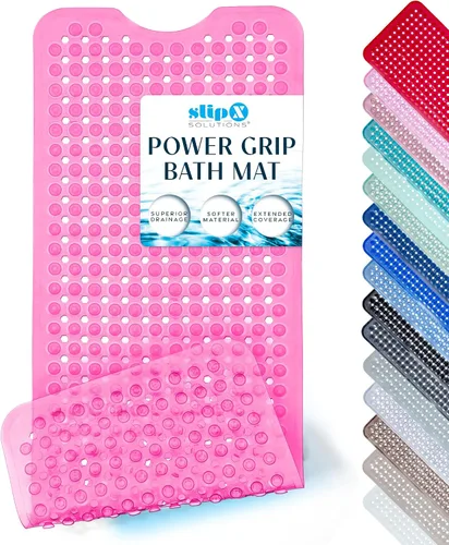 Miniatura 17 de SlipX Solutions - Tapete extralargo y de fuerte agarre para tina y ducha, para adultos mayores y niños, 39x16 pulgadas, antideslizante, agujeros