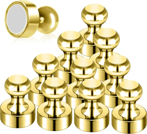 Miniatura 8 de Paquete de 24 Imanes de Chinchetas de Empuje Coloridos 6 Colores Surtidos Imán de Oficina para Pizarra Blanca Pequeñas Chinchetas Magnéticas