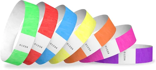 Miniatura 11 de 700 Wristco - Pulseras Tyvek moradas para eventos, cómodas pulseras de papel resistentes a desgarros, pulseras de identificación para conciertos