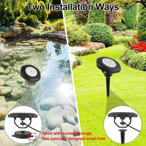 Miniatura 6 de RGBW - Luces de estanque, 18 luces LED superbrillantes sumergibles sumergibles bajo el agua, control remoto de 98 pies, IP68, impermeables, focos