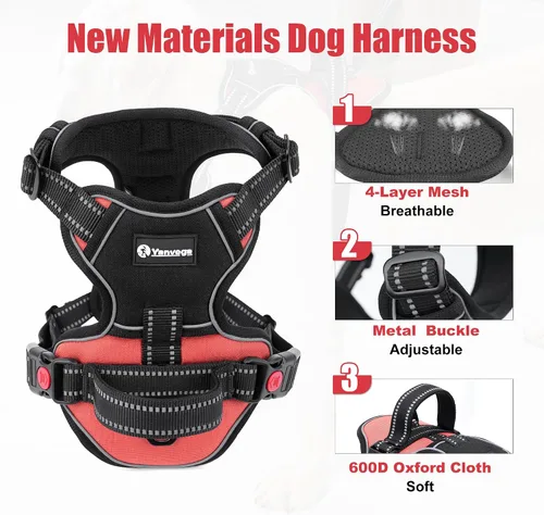 Miniatura 4 de Arnés grande para perros, suministros para mascotas, correas para perros grandes, arnés reflectante con mango de control