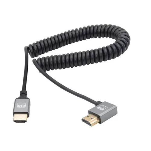 Miniatura 6 de 90 grados de ángulo descendente UHD 4K HDTV macho a HDTV macho 18Gbps 2.0 extensor cable en espiral soporta 4K @60Hz, 1080p, ARC, 3D