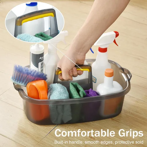 Miniatura 21 de Carrito de almacenamiento de limpieza de plástico ALINK con asa, gran organizador de cesta de ducha para dormitorio, baño, herramienta, jardín