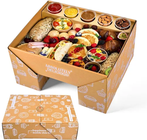 Miniatura 14 de Caja de cartón desechable extra grande para repostería, paquete de 5 unidades, caja fuerte con tapa para 8-10 personas que vayan, tabla