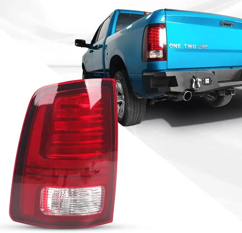 FIONE Conjunto de Luces Traseras LED para Dodge Ram 1500 2013-2018 y 2500 2013-2018 y 3500 2014-2018 Tipo Halógeno y Lente Roja Interior Negro Con