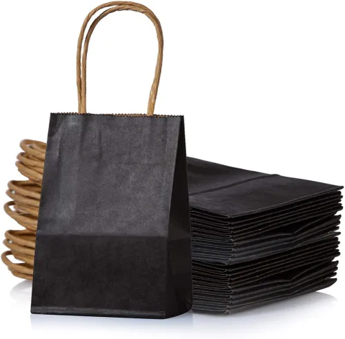 Miniatura 15 de Pequeña bolsa de papel lavanda con asa para recuerdos de fiesta, 6 x 4.5 x 2.5 pulgadas, para boda, cumpleaños, bolsa reciclada, paquete de 24