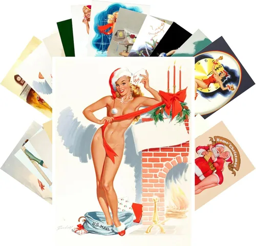 Miniatura 4 de PIXILUV Postales vintage (24 piezas de 4 x 6 pulgadas cada una) sexy adulto caricaturas de temporada postales de Navidad postales retro tarjeta