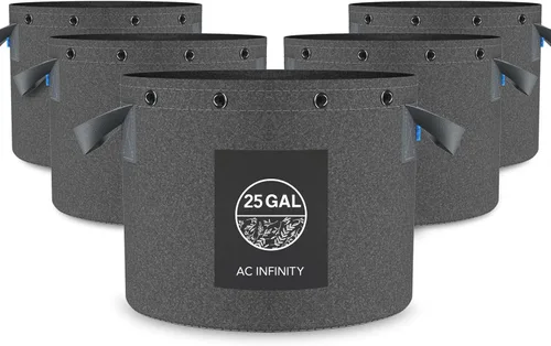 Miniatura 10 de AC Infinity - Macetas de tela resistente de 5 galones para cultivo de aireación, 5 unidades con tela no tejida gruesa de 11.29 oz (320 G) y anillos
