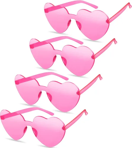 TOODOO 4 piezas de gafas de sol sin montura en forma de corazón transparente color caramelo gafas de fiesta