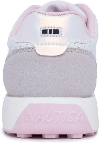 Miniatura 4 de Nautica Zapatos de moda para niñas, tenis bajos con cordones para niños grandes, niños pequeños y niños pequeños (tacón regularsuela de plataforma)
