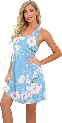 Miniatura 3 de PrinStory Camisones sin mangas para mujer, camisón de algodón con espalda cruzada para mujer