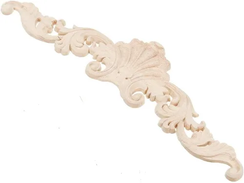 Miniatura 7 de 4 piezas de madera tallada esquina Onlay apliques puerta gabinete sin pintar decoración de muebles para el hogar (7.9 in x 2.0 in)
