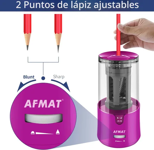 Miniatura 2 de AFMAT Sacapuntas Eléctrico para Lápices de Colores, Parada Automática, Afilado Rápido en 3s, Sacapuntas de Agujero Grande con Enchufe para Lápices