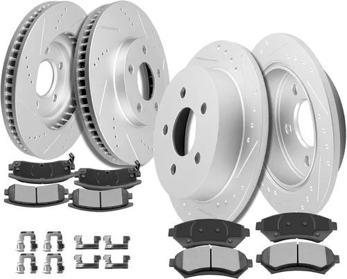 Miniatura 18 de Kit de frenos y rotores, SCITOO 4 rotores de freno y 8 pastillas de freno de cerámica para Jeep Grand para Cherokee 1999-2004