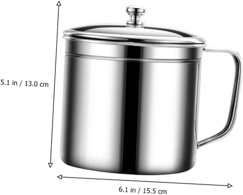 Miniatura 9 de 1 olla de filtro de aceite de acero inoxidable con tapa, soporte de aceite y suministro de cocina, colador de grasa fácil de limpiar para cocina