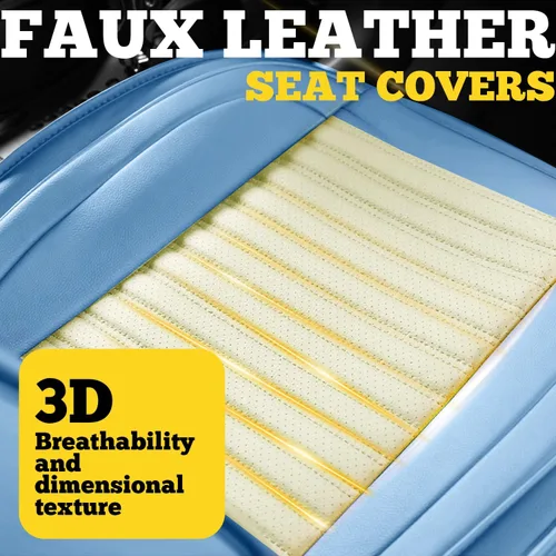 Miniatura 7 de LINGVIDO Fundas de asiento de automóvil, transpirables e impermeables, de piel sintética para autos, SUV, camiones, sedán, funda de asiento