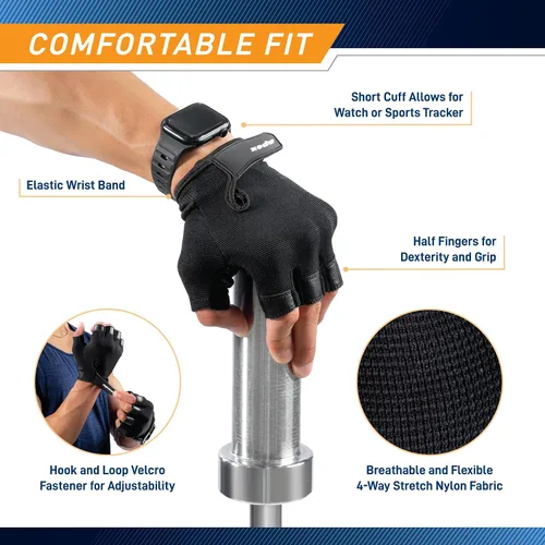 Miniatura 3 de MARCY apex - Guantes de entrenamiento acolchados de cuero con pestañas para hombres y mujeres, guantes de ejercicio para levantamiento de pesas