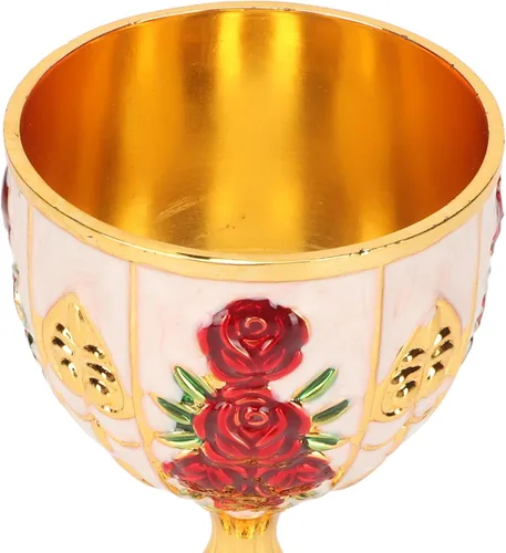 Miniatura 8 de Copa de cáliz dorado de 4 pulgadas, cáliz dorado de alta aleación de zinc, diseño de flores retro en relieve, elegante taza para banquete de fiesta