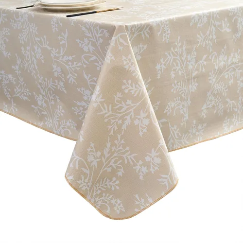 Miniatura 24 de LIBERECOO Mantel de vinilo resistente con reverso de franela, mantel de plástico impermeable a prueba de aceite, resistente a las manchas, lavable