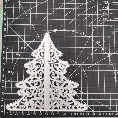 Miniatura 5 de Suds&WH Troqueles de metal para árbol de Navidad 3D, plantillas de corte de árbol de Navidad para álbumes de recortes, troqueles decorativos