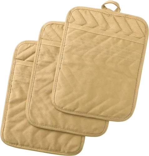 Miniatura 7 de Anyi Soportes para ollas resistentes al calor, almohadillas calientes de algodón para mostrador y mesa, color verde con bolsillo