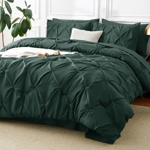 Miniatura 39 de CozyLux - Juego de ropa de cama con pliegues plisados de 7 piezas en una bolsa; edredón tamaño King para todas las estaciones, sábanas, fundas