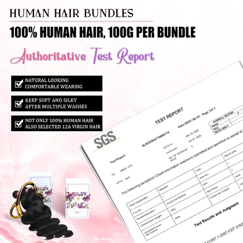 Miniatura 4 de DMKEEP Extensiones de cabello humano ondulado con cierre, 12, 14, 16+10 pulgadas, 100% cabello virgen brasileño sin procesar, 3 paquetes con cierre