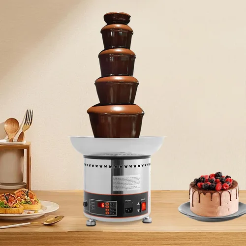 Miniatura 5 de Fuente de fondue de chocolate de 5 niveles, calentador eléctrico de acero inoxidable para derretir chocolate, máquina de fusión calentada, capacidad