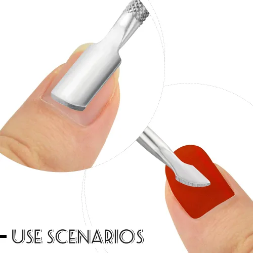 Miniatura 7 de 8 piezas de empujador de cutículas de uñas de acero inoxidable, removedor de cutículas de doble extremo, herramienta de pedicura de uñas, pelador