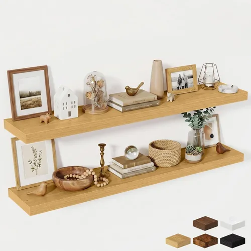 Miniatura 126 de Estantes flotantes de 48 pulgadas para pared, estante de chimenea de 10 pulgadas de profundidad, estantes flotantes de madera para pared, estantes