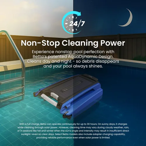 Miniatura 2 de Betta SE - Limpiador robótico automático de superficie de piscina con batería de limpieza continua 24/7 y motores tolerantes al cloro de sal doble
