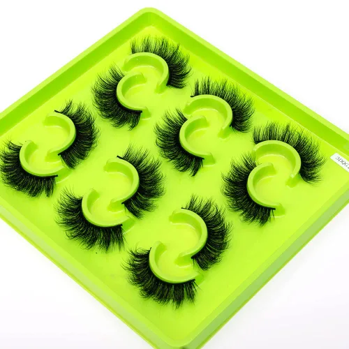 Miniatura 8 de Paquete de 6 pares de pestañas postizas esponjosas naturales de imitación de visón 3D (SR-1)