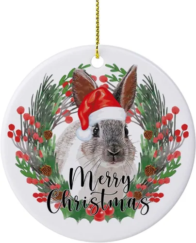 Adornos de árbol de Navidad, corona de conejo de Navidad, adorno de Navidad, adorno colgante de recuerdo, decoración del hogar, colgantes colgantes