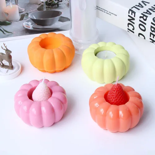 Miniatura 5 de Moldes de silicona para tarro de vela, moldes de hormigón de silicona de calabaza para hacer yeso epoxi UV, caja de almacenamiento de hormigón