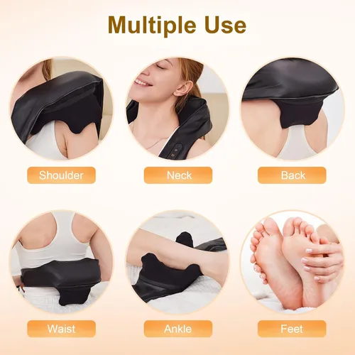 Miniatura 7 de Masajeador de cuello con calor inalámbrico Shiatsu masajeador eléctrico de cuello y hombros para aliviar el dolor, masaje profundo de la parte