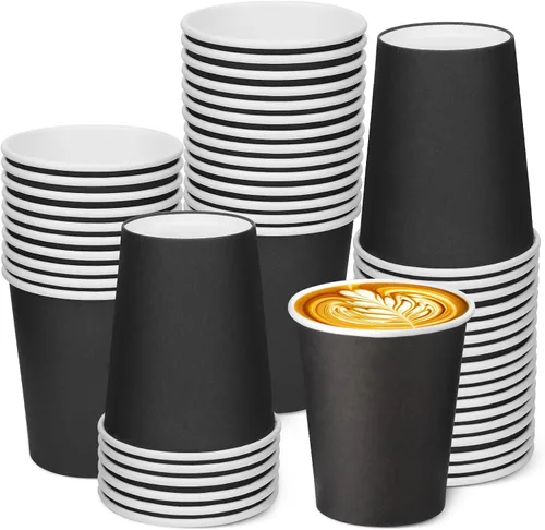Miniatura 7 de Paquete de 25 vasos de papel desechables negros de 8 onzas, tazas de café caliente, taza de té de papel, vasos desechables, vasos para bebidas