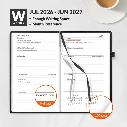 Miniatura 3 de SUNEE - Agenda semanal de bolsillo 2025-2026 de 3.5 x 6 pulgadas, 12 meses (julio de 2025 a junio de 2026), calendario de año académico, tapa dura