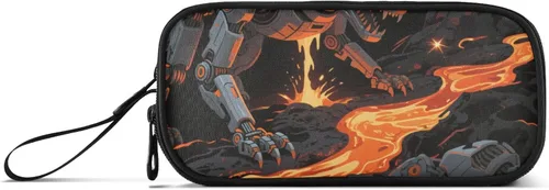 Nylon Niñas Lápiz Bolsa Metal Máquina Fuego Negro Oscuro Gran Capacidad Arte Lápiz Estuche Escuela Papelería para la Escuela Secundaria Adolescente