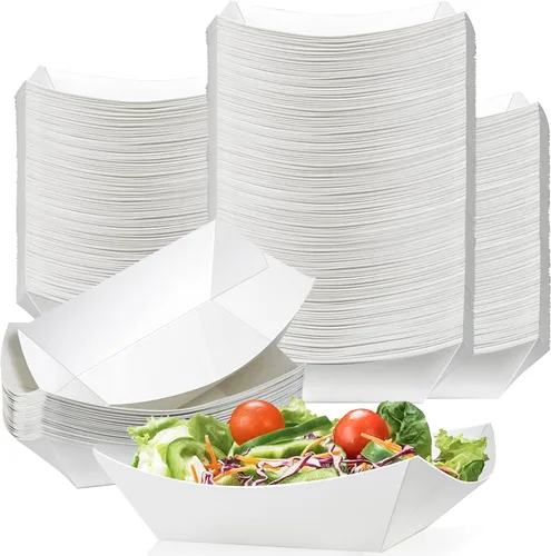 Miniatura 10 de Paquete de 150 Bandejas para Servir Alimentos de 1 Libra, Bandejas Pequeñas de Papel Kraft a Prueba de Aceite, Desechables, Reciclables, para Marrón