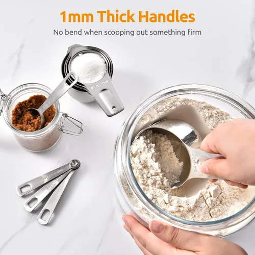 Miniatura 5 de U-Taste Juego de 15 tazas y cucharas medidoras: 7 tazas medidoras y 7 cucharas medidoras con 2 anillos en D y 1 tabla de conversión profesional