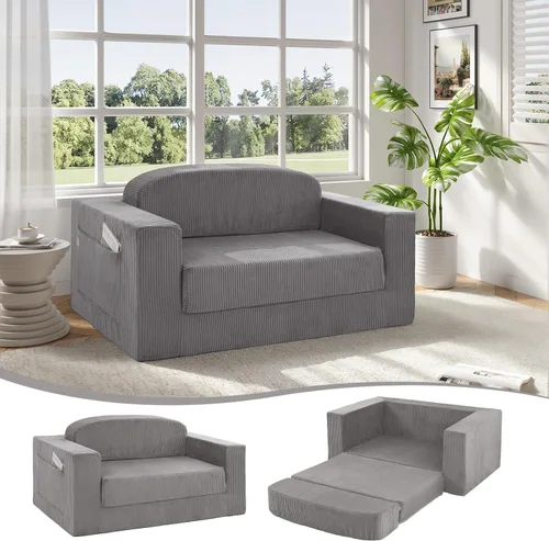 Miniatura 17 de MeMoreCool Sofá cama plegable sin huesos, sofá biplaza convertible de 59 pulgadas, sofá cama plegable de pana 2 en 1 para sala de estar pequeña