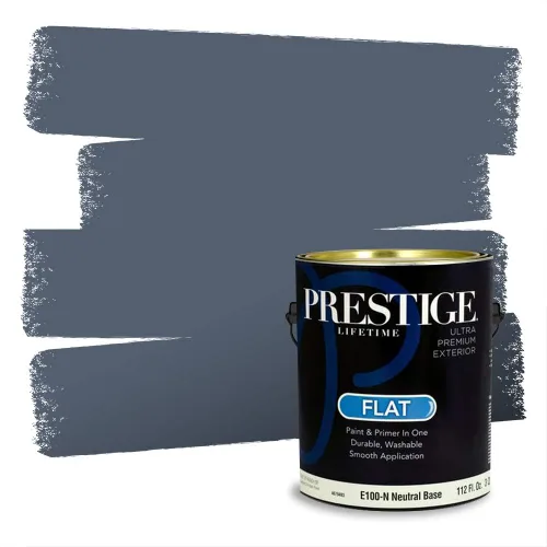 Miniatura 1475 de Pintura Exterior + imprimación PRESTIGE, todo-en-uno, 1 galón, acabado mate, color comparable al Valspar* Royal Gray* VS151-Gris real