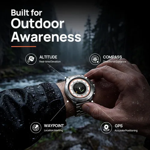 Miniatura 6 de Mibro GS Explorer S - Reloj inteligente de aventura al aire libre de titanio para hombres, GPS de doble banda con mapas sin conexión, grado militar