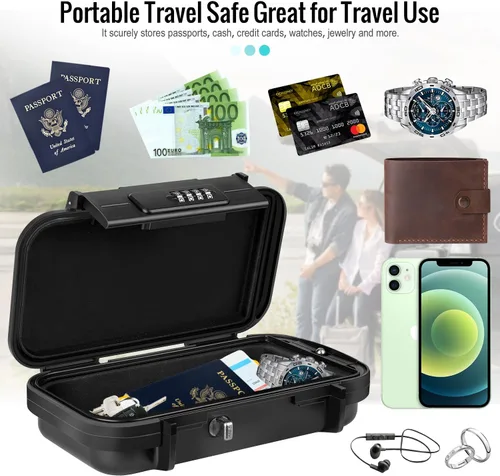 Miniatura 9 de HUANLANG Caja de Seguridad Portátil con Cerradura de Combinación Mini Caja de Seguridad para Playa y Viajes Caja de Seguridad Impermeable Pequeña